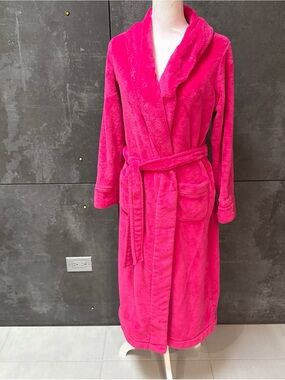 Victoria's Secret Hot Pink Plush Shawl-Collar Robe